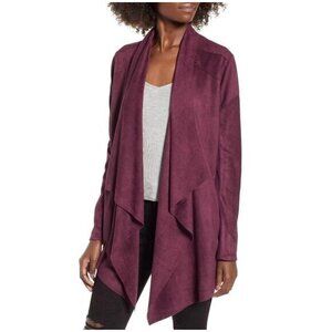 Blank NYC Cloud Nine Drape Front Faux Suede Jacket In Merlot